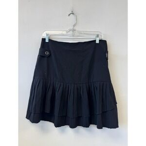 Vintage Selene Sport Skirt Womens 8 30" Black Pleated Drop Waist Stretch 90s